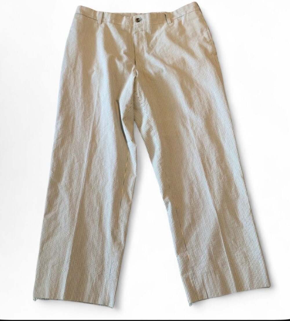 Charleston Khakis Blue and White Seersucker Striped Dress Pants Men’s 38